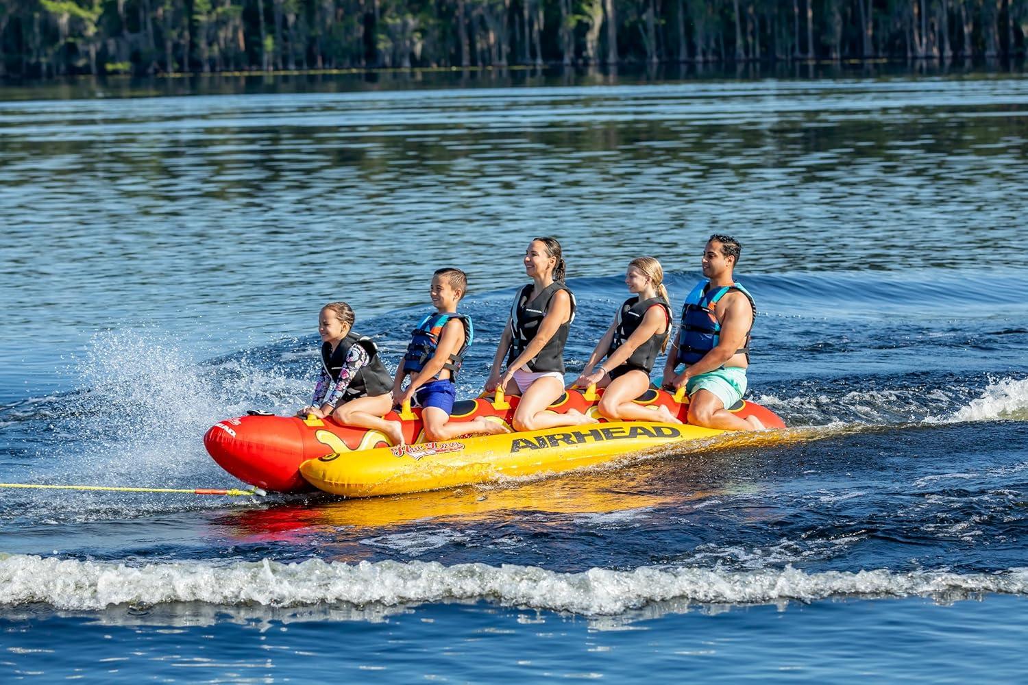 image:imageAirhead Hot Dog Towable Multiple Models Tube for Boating and Water Sports Neoprene Seat Pads DoubleStitched Full Nylon Cover and Boston Valve for Convenient Inflating amp DeflatingHot Dog