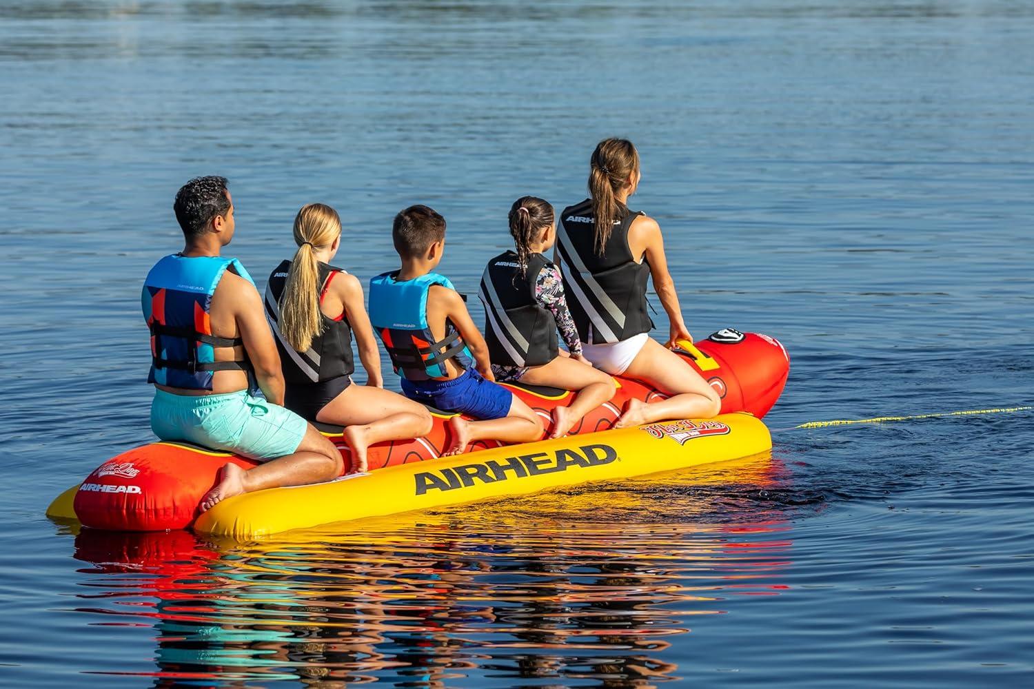 image:imageAirhead Hot Dog Towable Multiple Models Tube for Boating and Water Sports Neoprene Seat Pads DoubleStitched Full Nylon Cover and Boston Valve for Convenient Inflating amp DeflatingHot Dog