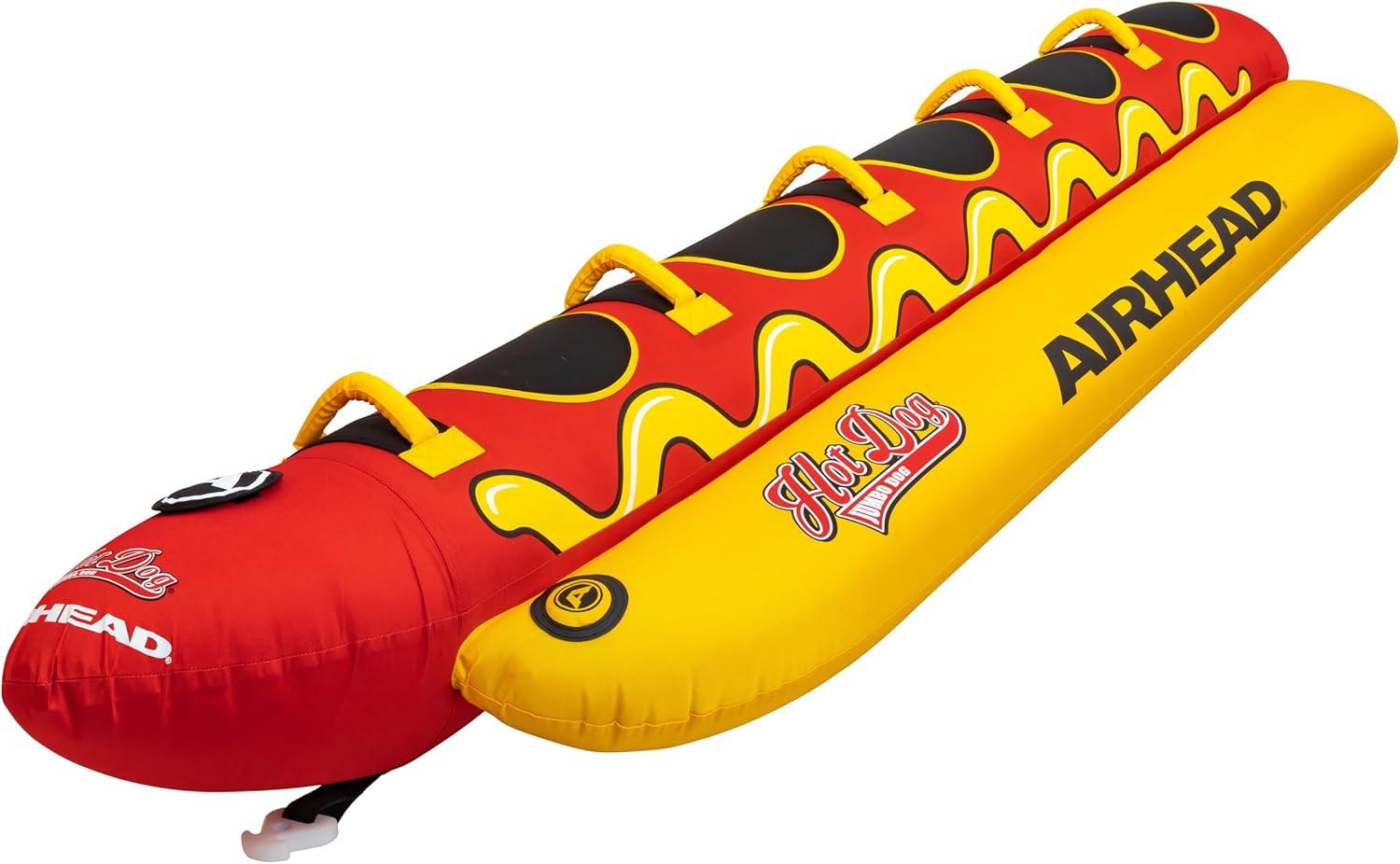image:imageAirhead Hot Dog Towable Multiple Models Tube for Boating and Water Sports Neoprene Seat Pads DoubleStitched Full Nylon Cover and Boston Valve for Convenient Inflating amp DeflatingHot Dog