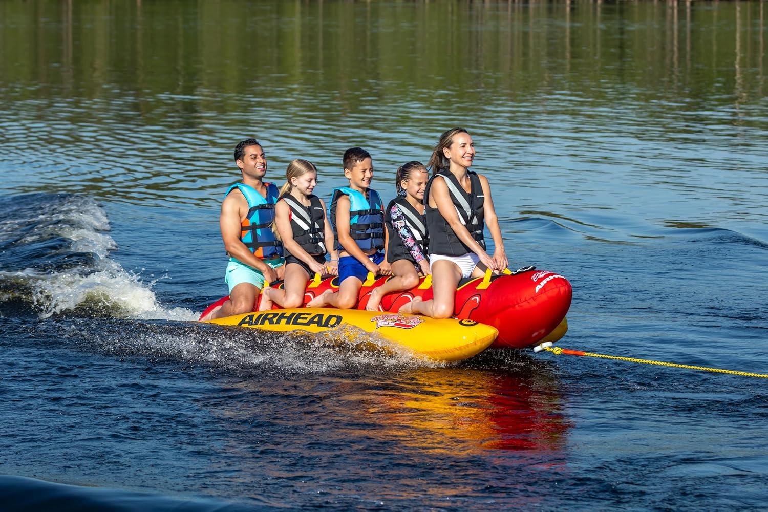 image:imageAirhead Hot Dog Towable Multiple Models Tube for Boating and Water Sports Neoprene Seat Pads DoubleStitched Full Nylon Cover and Boston Valve for Convenient Inflating amp DeflatingHot Dog