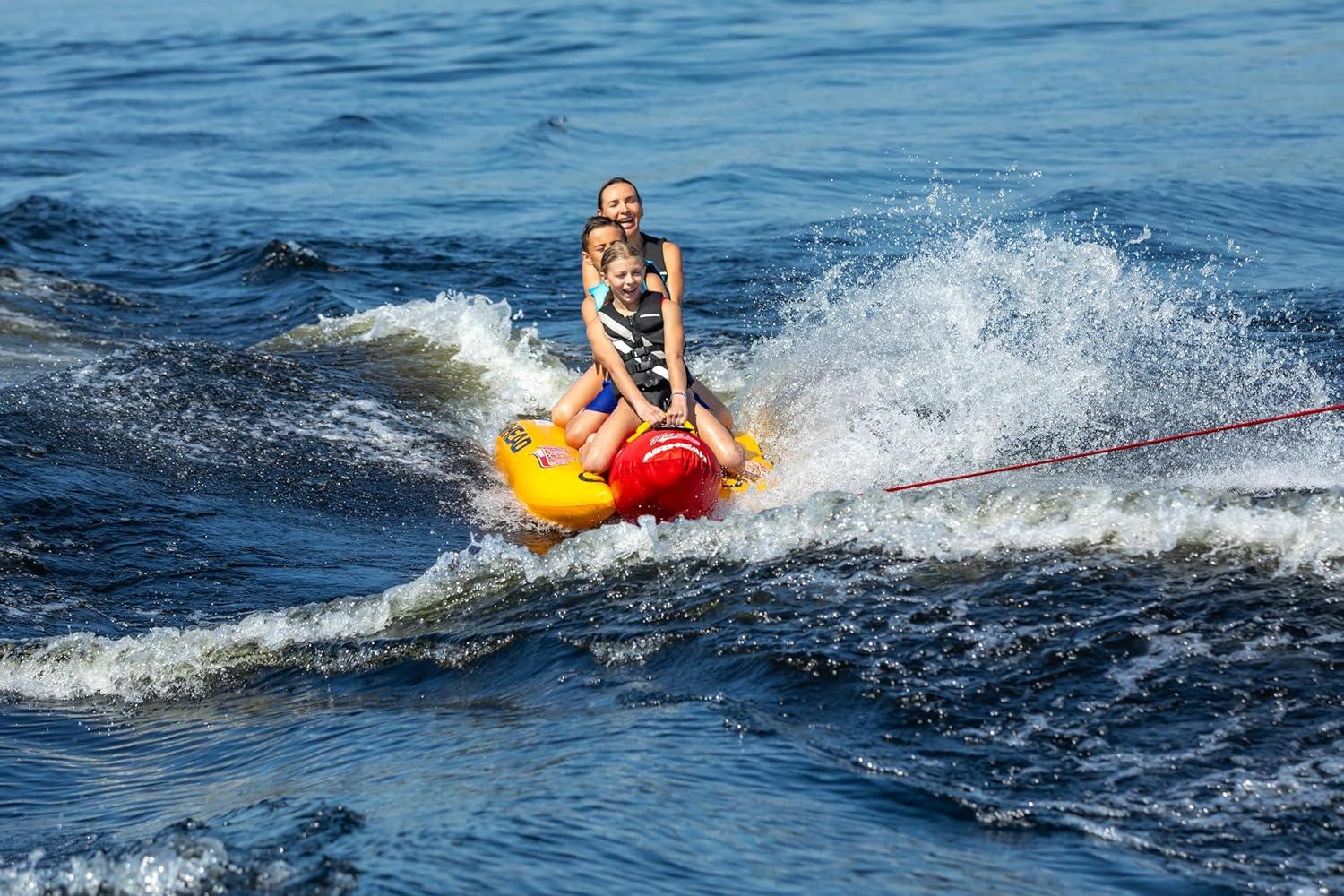 image:imageAirhead Hot Dog Towable Multiple Models Tube for Boating and Water Sports Neoprene Seat Pads DoubleStitched Full Nylon Cover and Boston Valve for Convenient Inflating amp DeflatingHot Dog