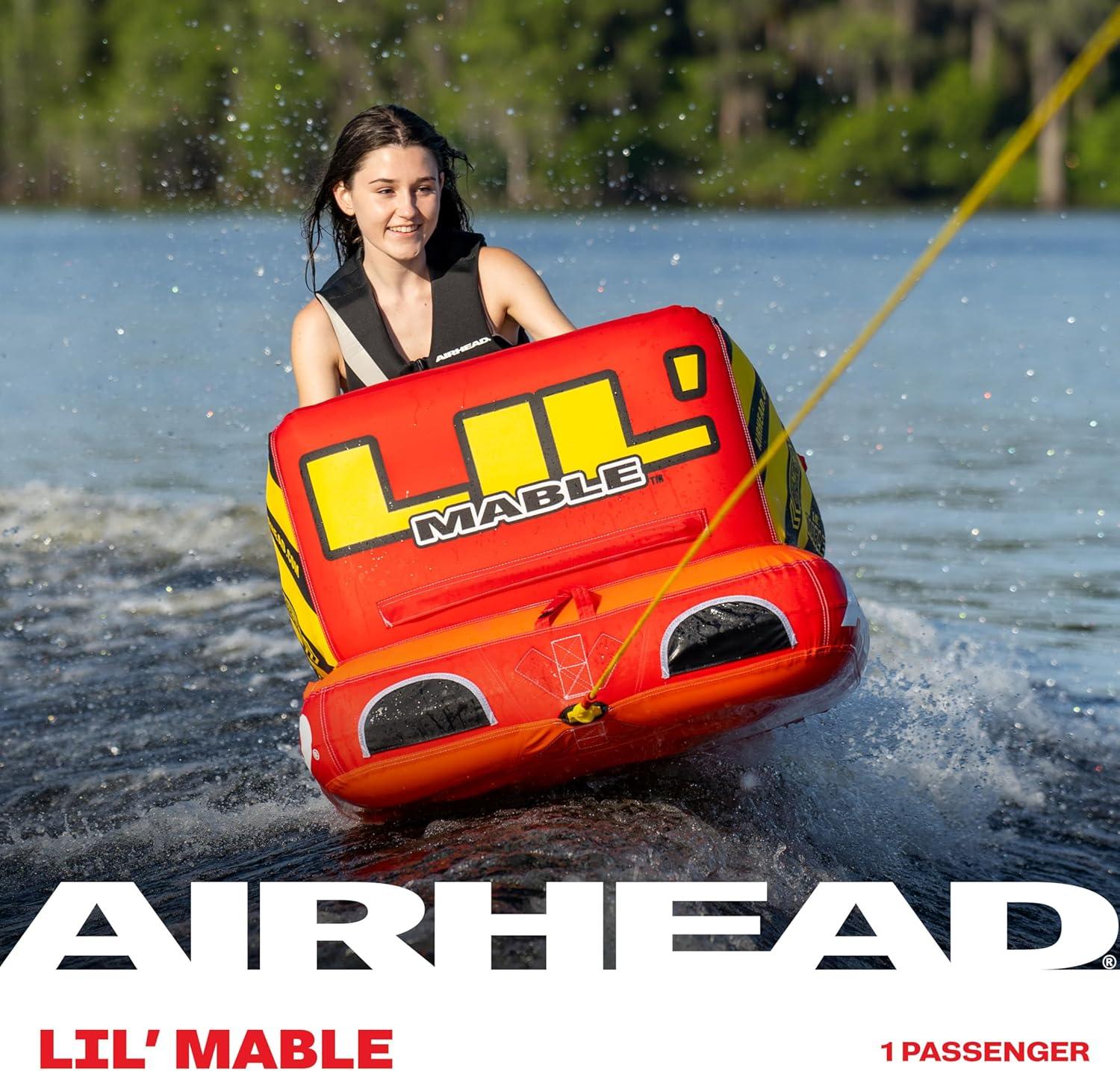 image:imageAirhead Mable Inflatable Towable Tube 14 Rider Models Dual Tow Points Full Nylon Cover EVA Foam Pads Patented Speed Valve Boat Tubes and Towables1 Rider Orange
