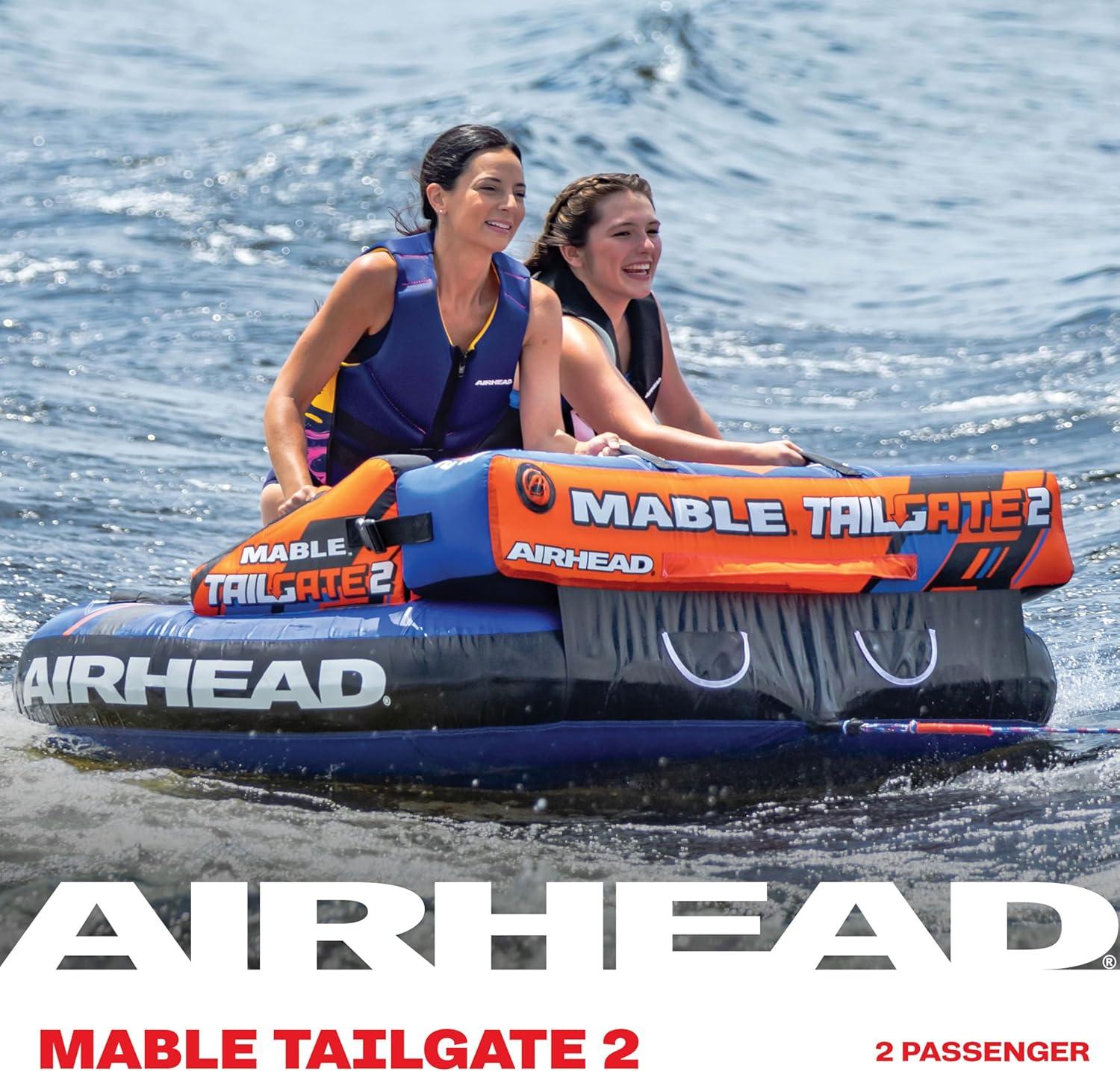 image:imageAirhead Mable Inflatable Towable Tube 14 Rider Models Dual Tow Points Full Nylon Cover EVA Foam Pads Patented Speed Valve Boat Tubes and Towables2 Rider Tailgate