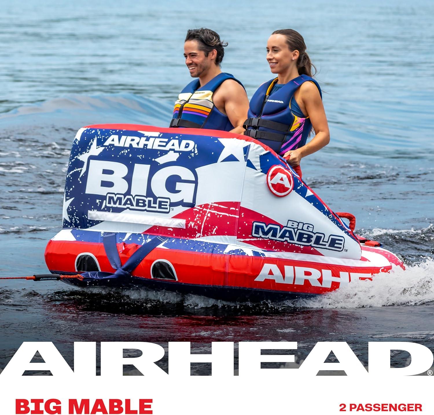 image:imageAirhead Mable Inflatable Towable Tube 14 Rider Models Dual Tow Points Full Nylon Cover EVA Foam Pads Patented Speed Valve Boat Tubes and Towables2 Rider Stars Stripes
