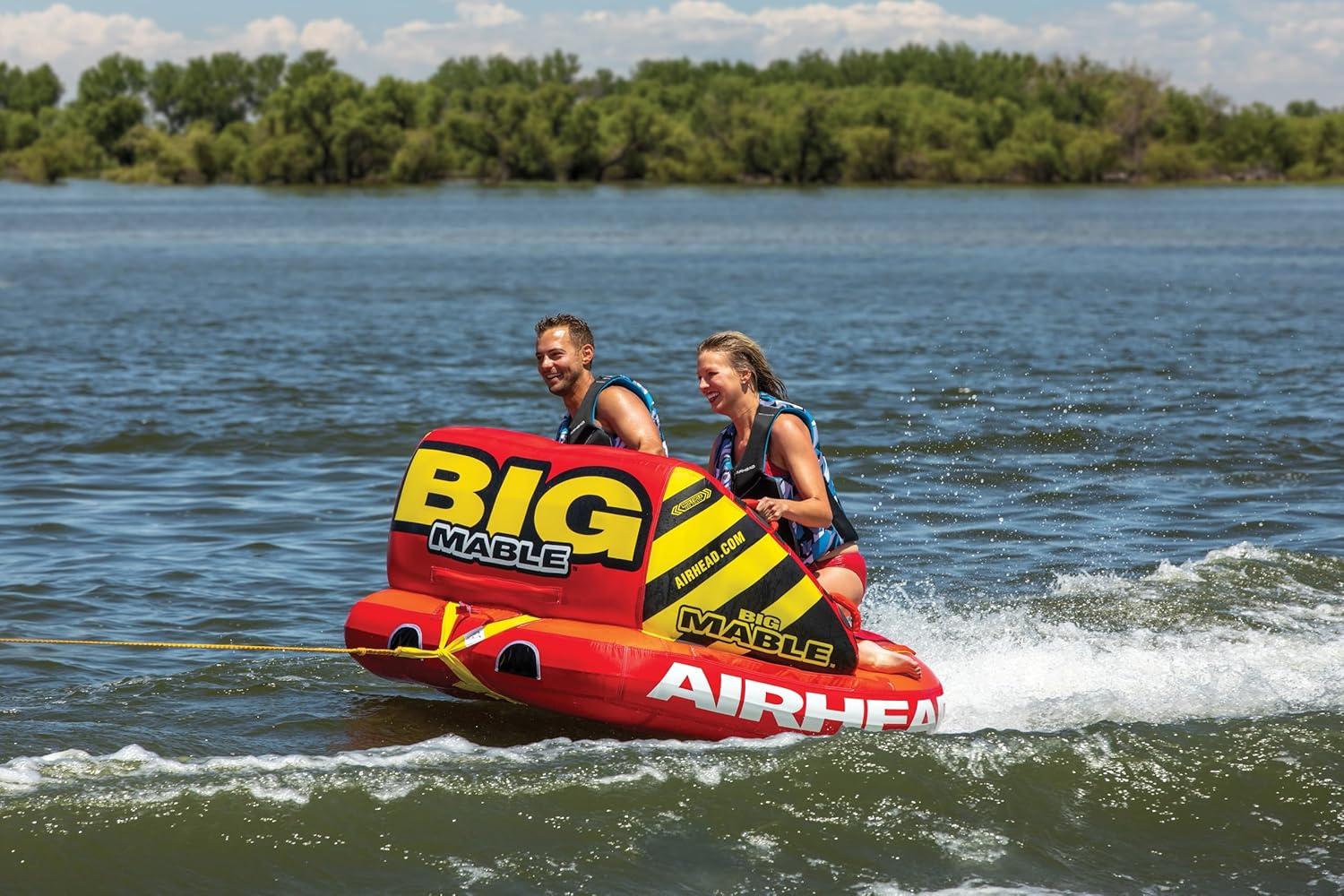 image:imageAirhead Mable Inflatable Towable Tube 14 Rider Models Dual Tow Points Full Nylon Cover EVA Foam Pads Patented Speed Valve Boat Tubes and Towables2 Rider Orange