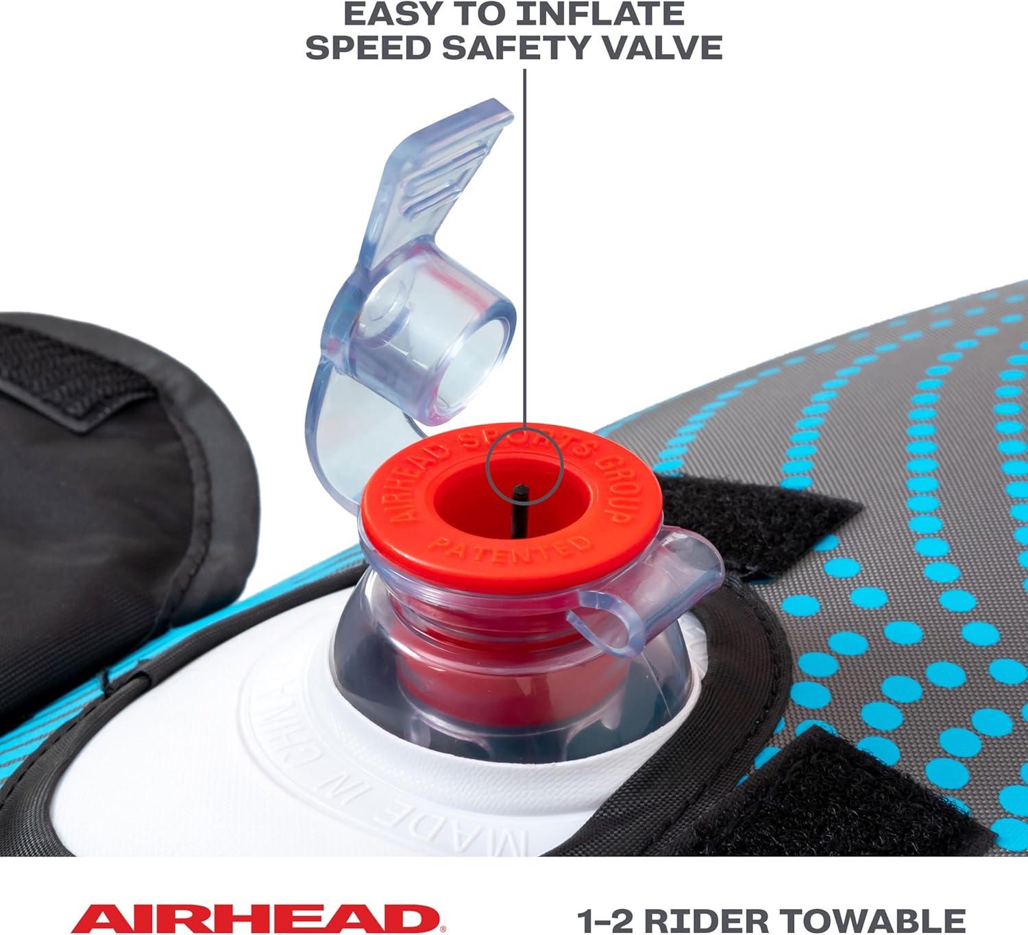 image:imageAirhead Ripple Effect 23 Rider Towable Tube for Boating and Water Sports KwikConnect Tow System Full Nylon Cover Bolster Fins Patented Speed Valve2Rider