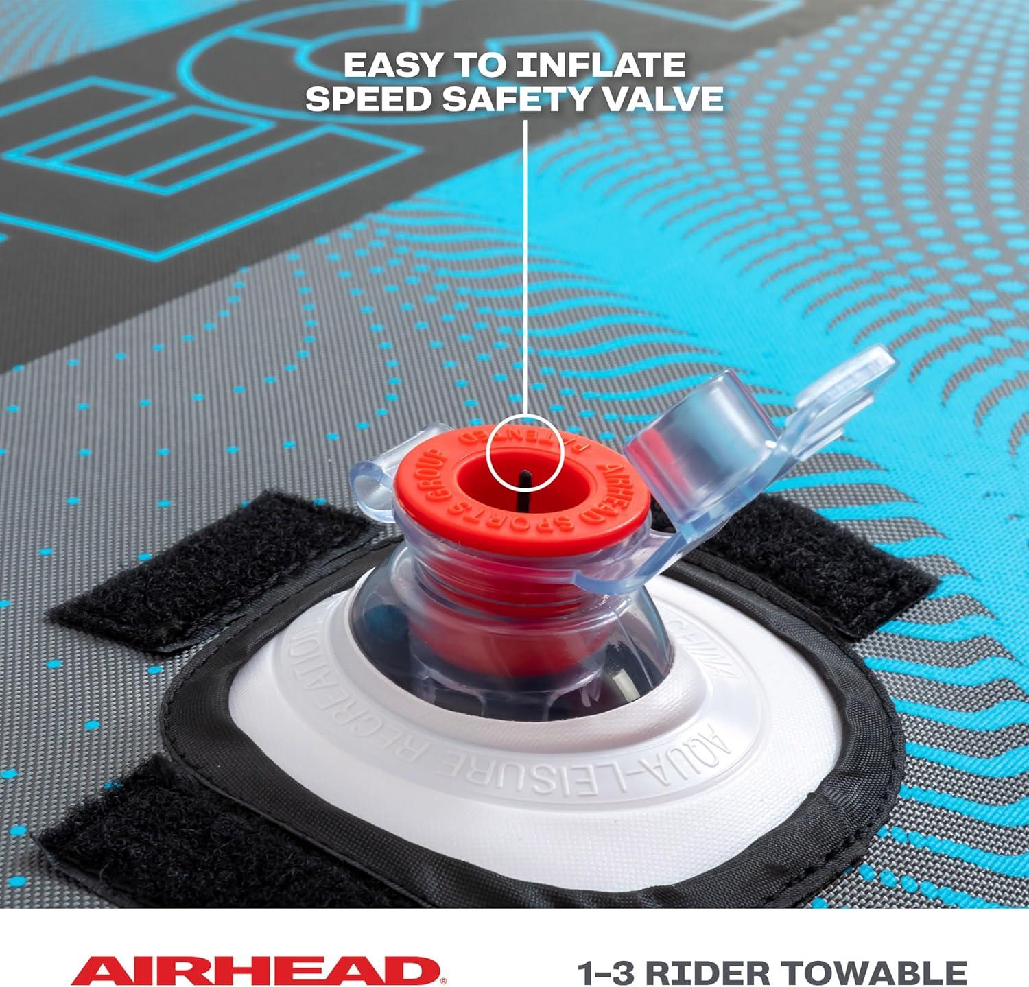 image:imageAirhead Ripple Effect 23 Rider Towable Tube for Boating and Water Sports KwikConnect Tow System Full Nylon Cover Bolster Fins Patented Speed Valve3Rider