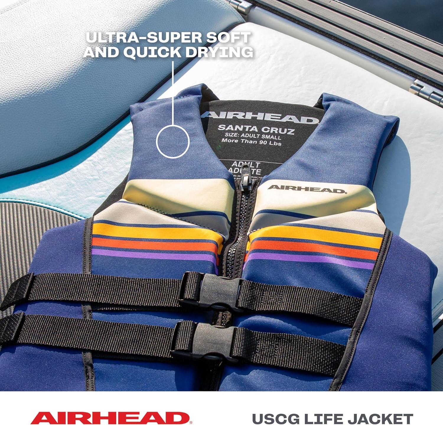 image:imageAirhead Santa Cruz Life Vest Multiple Sizes Swim Vests for Adults Children amp Youth Kwik Dry Neolite Fabric USCG ApprovedAdult Large