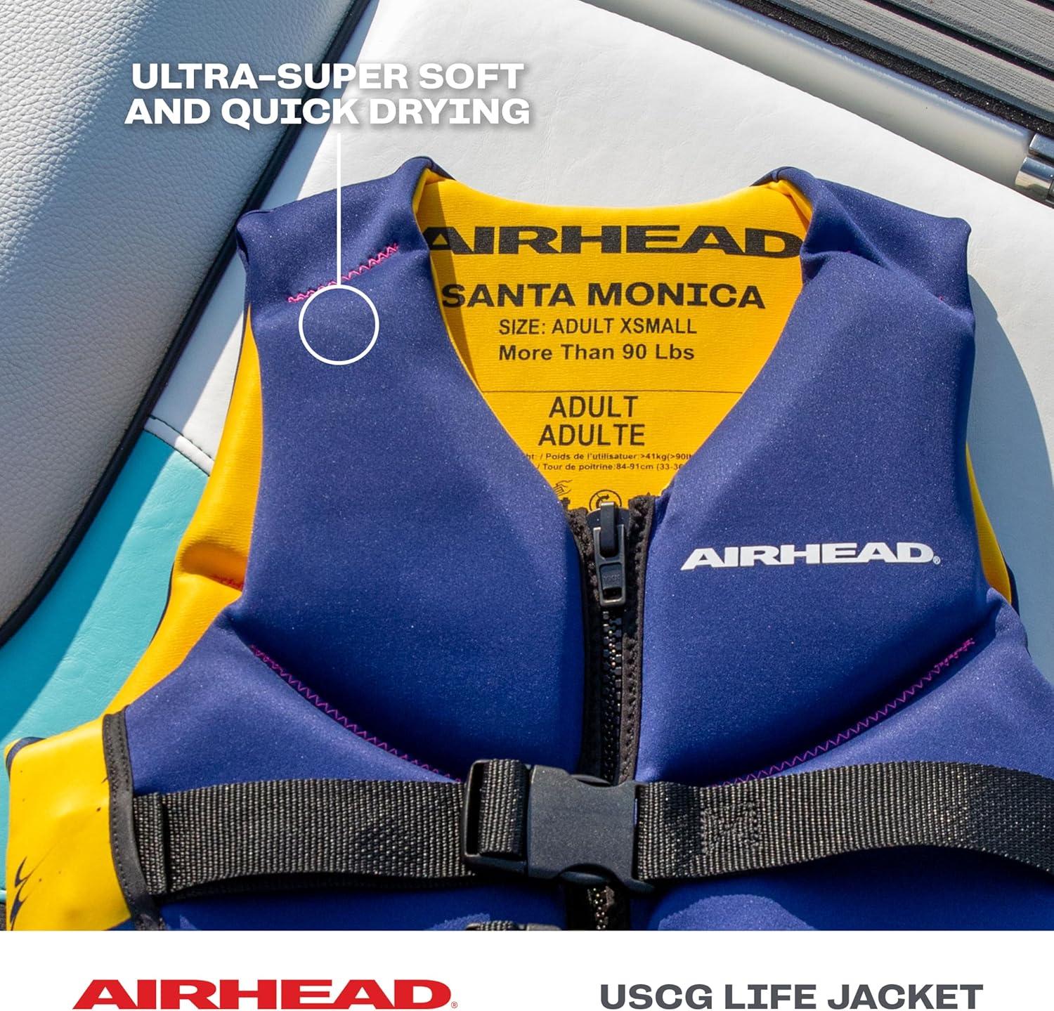 image:imageAirhead Santa Monica Life Vest Multiple Sizes Swim Vests for Adults Children amp Youth Kwik Dry Neolite Fabric USCG ApprovedAdult Large