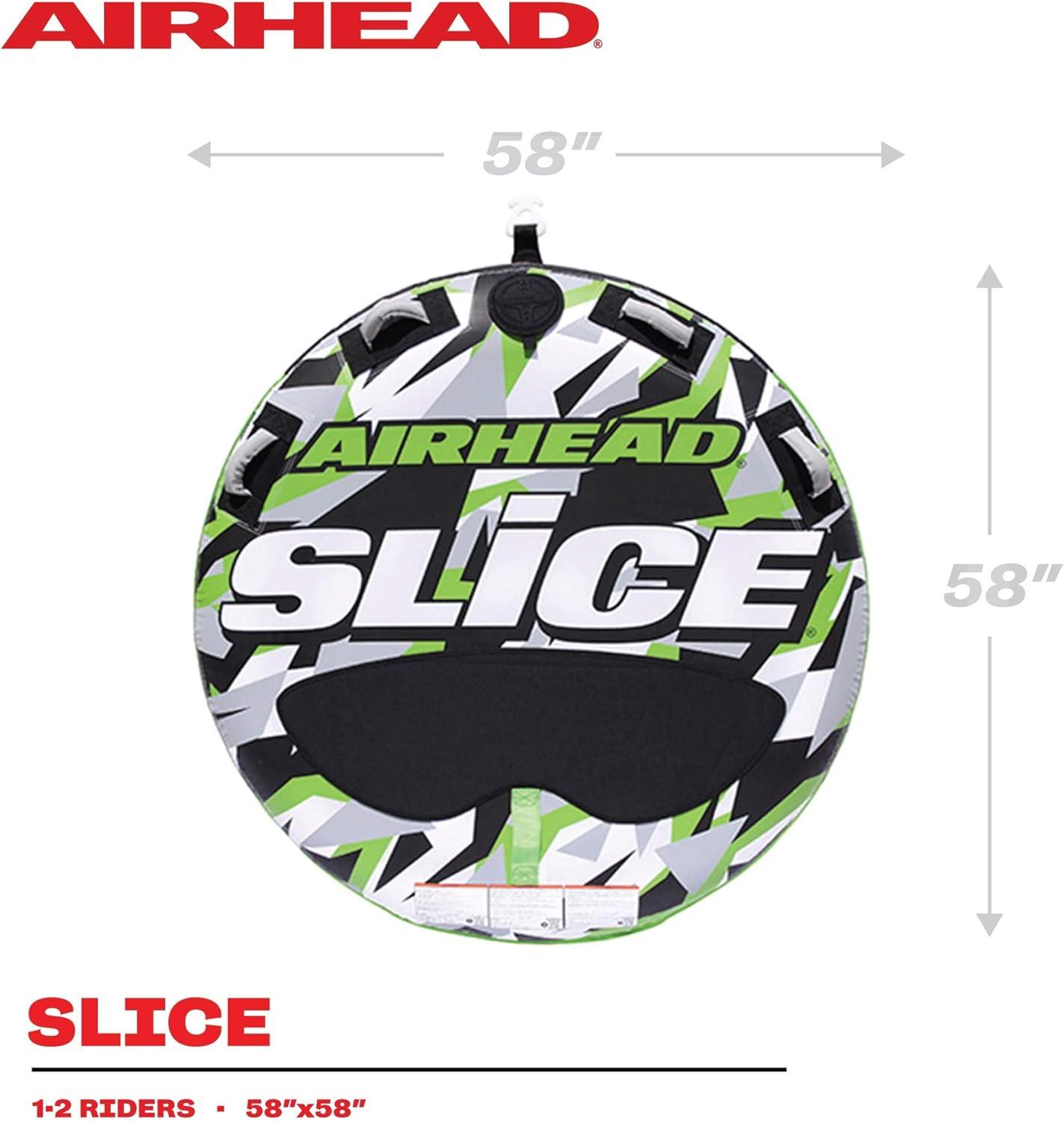 image:imageAirhead Slice Towable 24 Rider Models Tube for Boating and Water Sports Heavy Duty Full Nylon Cover with Zipper EVA Foam Pads and Patented Speed Safety Valve for Easy Inflating amp DeflatingGreen 2 Rider