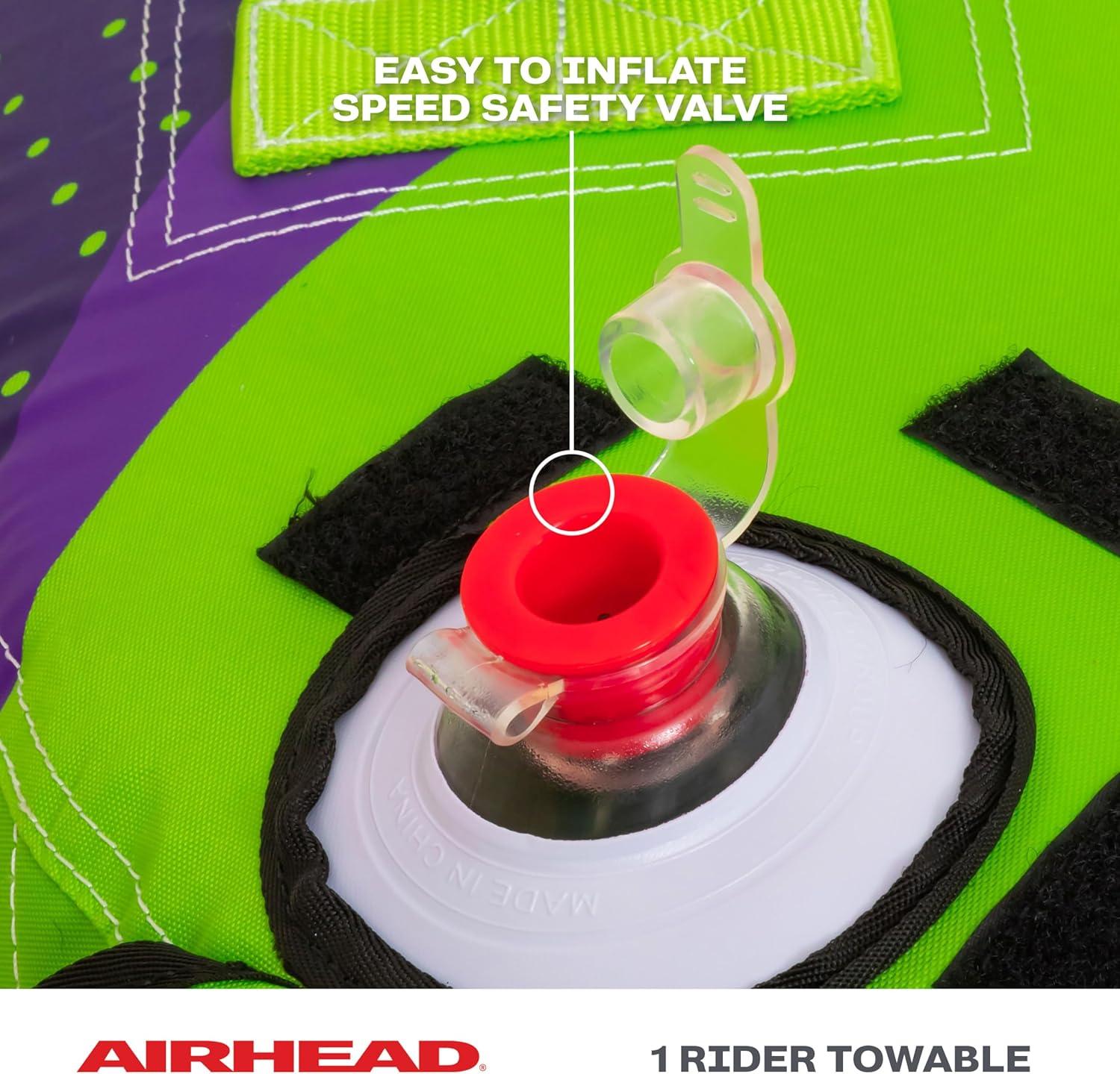 image:imageAirhead Slice Towable 24 Rider Models Tube for Boating and Water Sports Heavy Duty Full Nylon Cover with Zipper EVA Foam Pads and Patented Speed Safety Valve for Easy Inflating amp DeflatingLazer