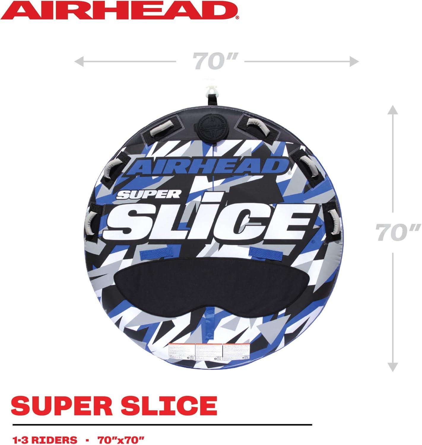 image:imageAirhead Slice Towable 24 Rider Models Tube for Boating and Water Sports Heavy Duty Full Nylon Cover with Zipper EVA Foam Pads and Patented Speed Safety Valve for Easy Inflating amp DeflatingBlue 3 Rider