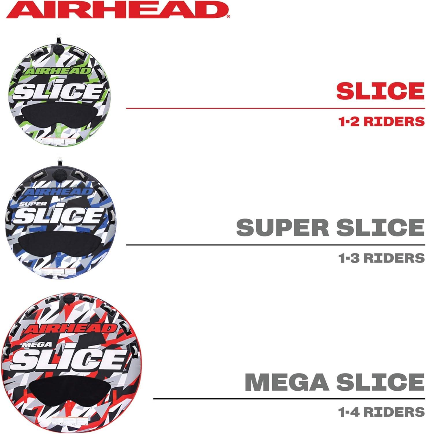 image:imageAirhead Slice Towable 24 Rider Models Tube for Boating and Water Sports Heavy Duty Full Nylon Cover with Zipper EVA Foam Pads and Patented Speed Safety Valve for Easy Inflating amp DeflatingGreen 2 Rider