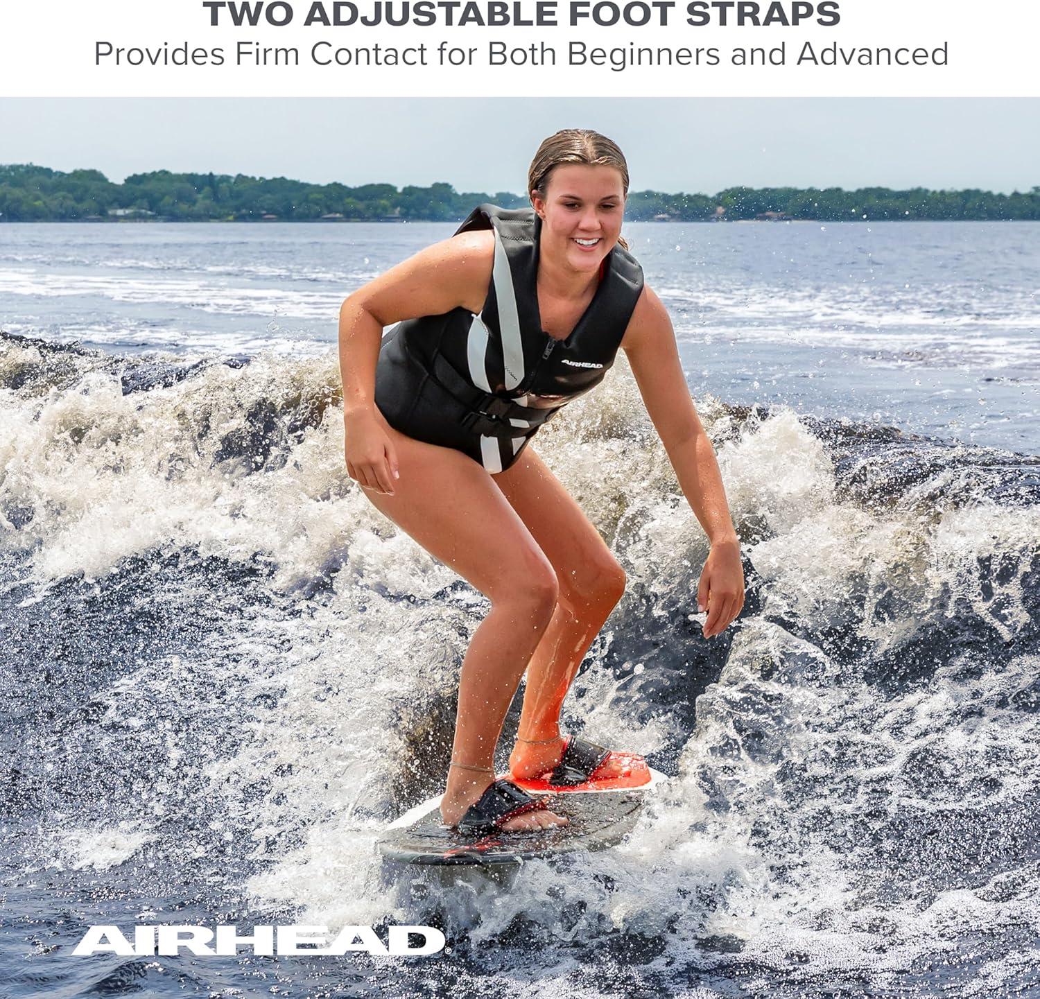 image:imageAirhead Wakesurf Boards EVA Traction Pads Adjustable Foot Straps Great for All Skill Levels Multiple SizesStylesRed Shatter 49