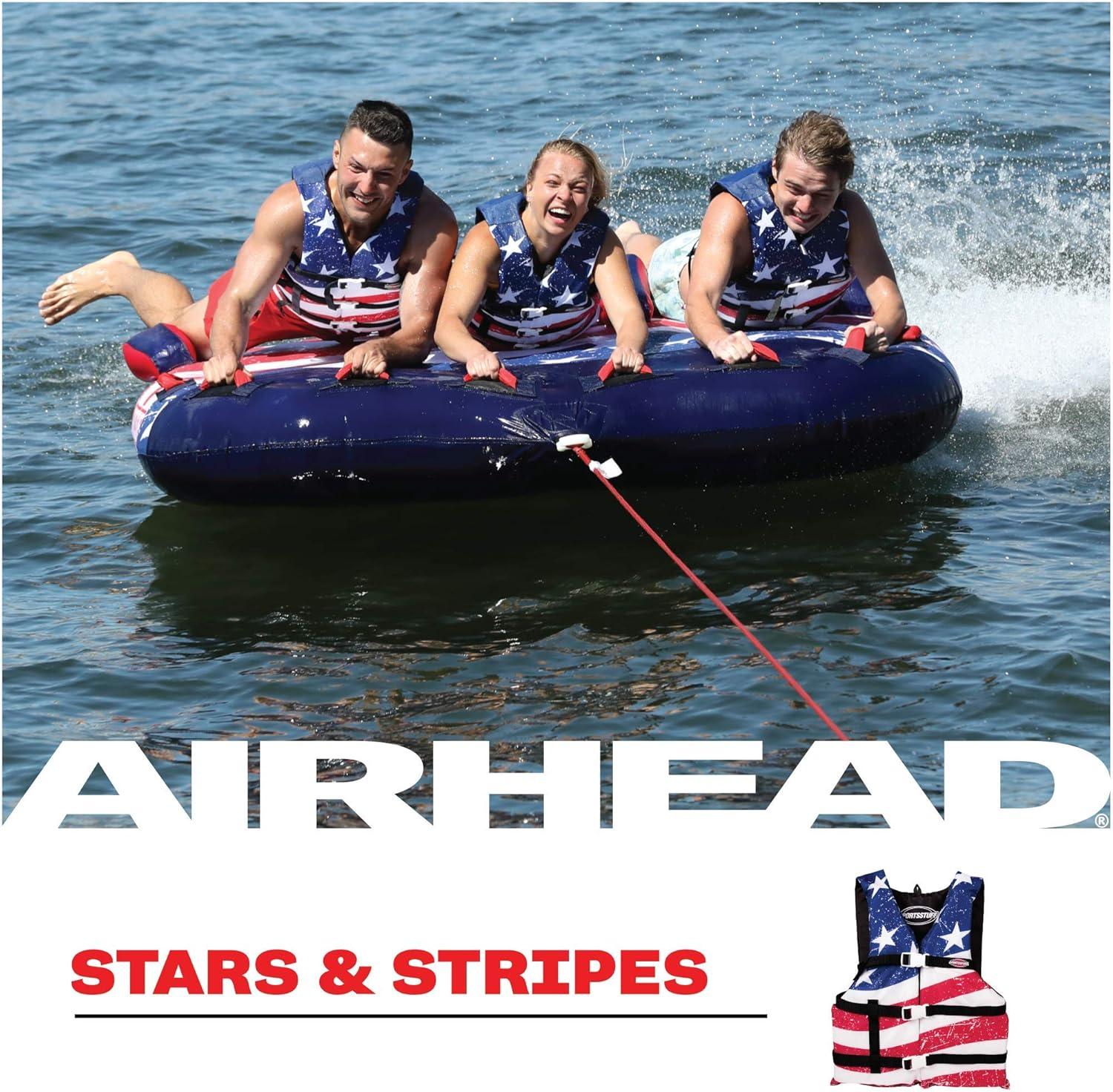image:imageSportstuff Type III Life Jacket US Coast Guard Approved Open Sides with 3 Body Belts amp Buckles Quick Dry Fabric Secure Fit Comfortable Stars amp StripesJacket