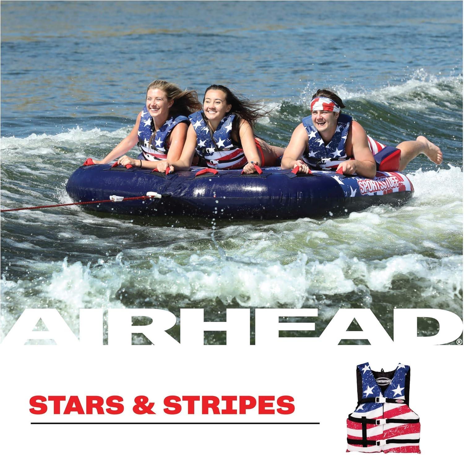 image:imageSportstuff Type III Life Jacket US Coast Guard Approved Open Sides with 3 Body Belts amp Buckles Quick Dry Fabric Secure Fit Comfortable Stars amp StripesJacket