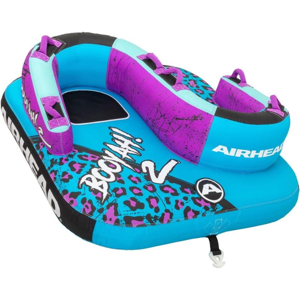 image:imageAirhead Booyah 23 Rider Towable Tube for Boating and Water Sports KwikConnect Tow System Full Nylon Cover Bolster Fins Patented Speed Valve2Rider