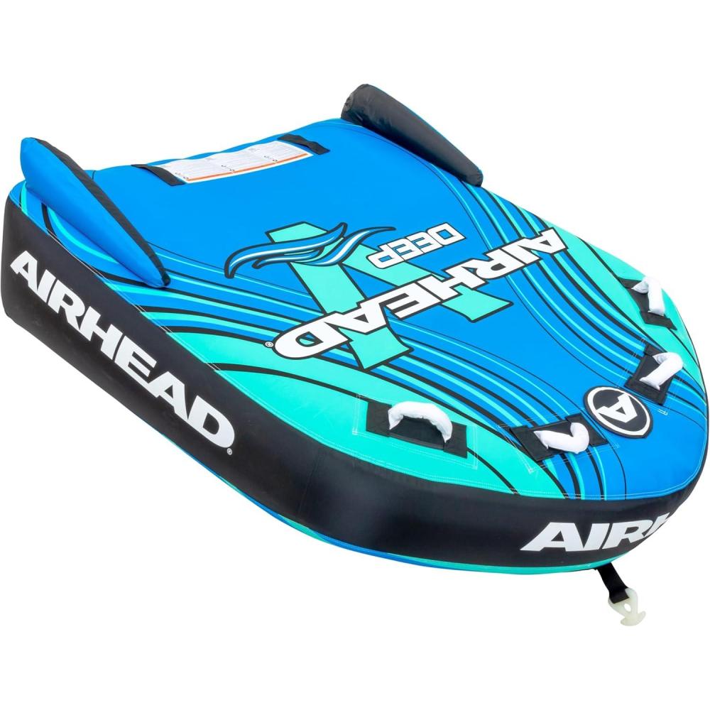 image:imageAirhead GForce Inflatable Towable Tube 24 Rider Models Dual Tow Points Full Nylon Cover KwikConnect Patented Speed Valve Boat Tubes and TowablesDeep V 2 Rider