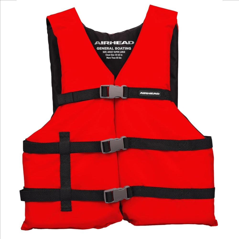 image:imageAirhead General All Purpose Life Jacket US Coast Guard Approved Type III Life Vest Perfect for Boating and Personal Watercraft UseRed