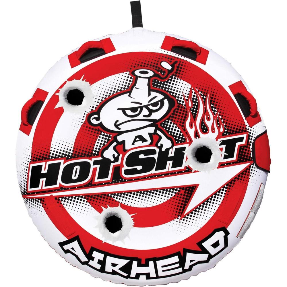 image:imageAirhead Hot Shot Towable 12 Rider Tube for Boating and Water Sports DoubleStitched Full Nylon Cover amp Speed Safety Valve for Easy Inflating amp DeflatingTube