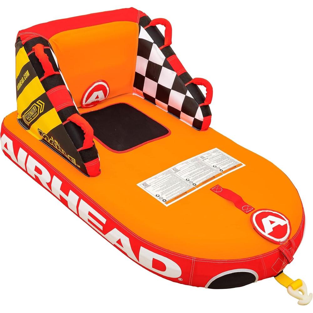 image:imageAirhead Mable Inflatable Towable Tube 14 Rider Models Dual Tow Points Full Nylon Cover EVA Foam Pads Patented Speed Valve Boat Tubes and Towables1 Rider Orange