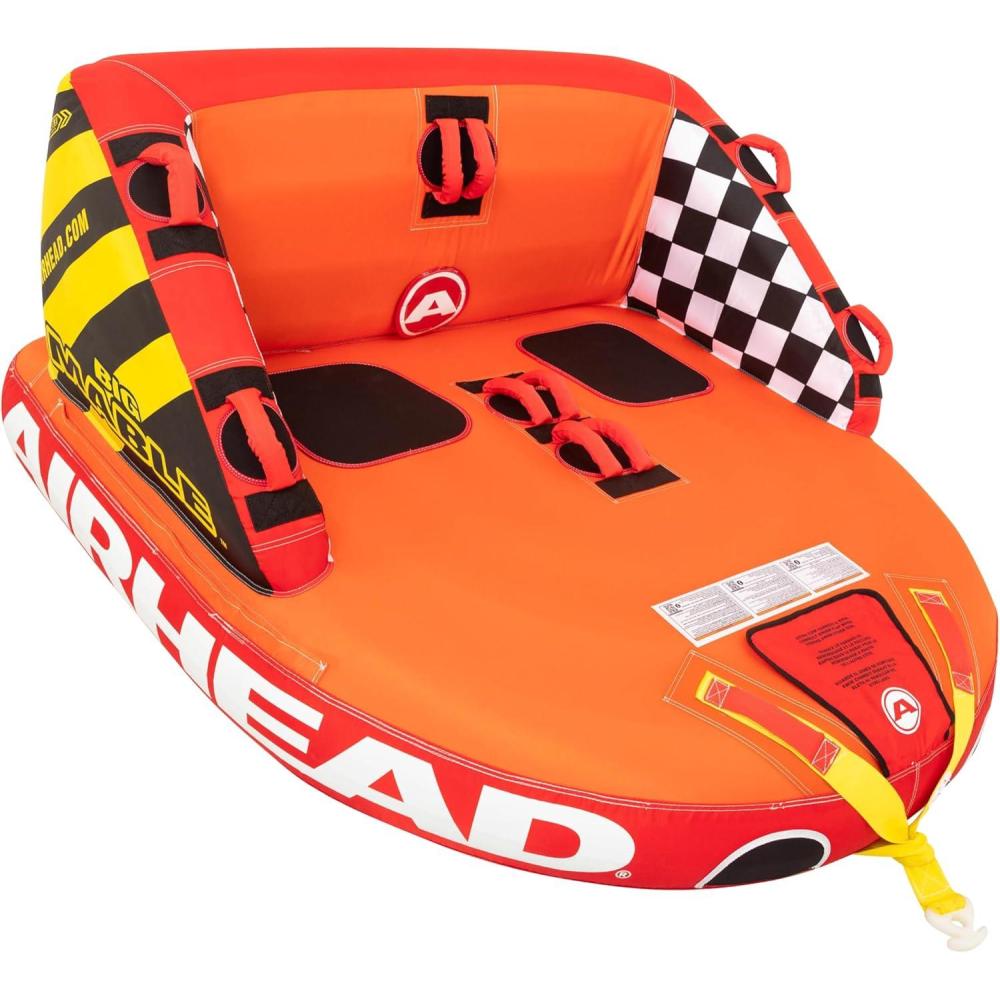 image:imageAirhead Mable Inflatable Towable Tube 14 Rider Models Dual Tow Points Full Nylon Cover EVA Foam Pads Patented Speed Valve Boat Tubes and Towables2 Rider Orange