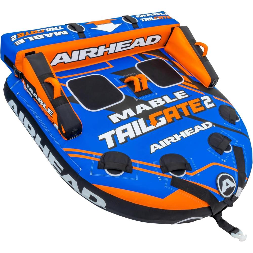 image:imageAirhead Mable Inflatable Towable Tube 14 Rider Models Dual Tow Points Full Nylon Cover EVA Foam Pads Patented Speed Valve Boat Tubes and Towables2 Rider Tailgate