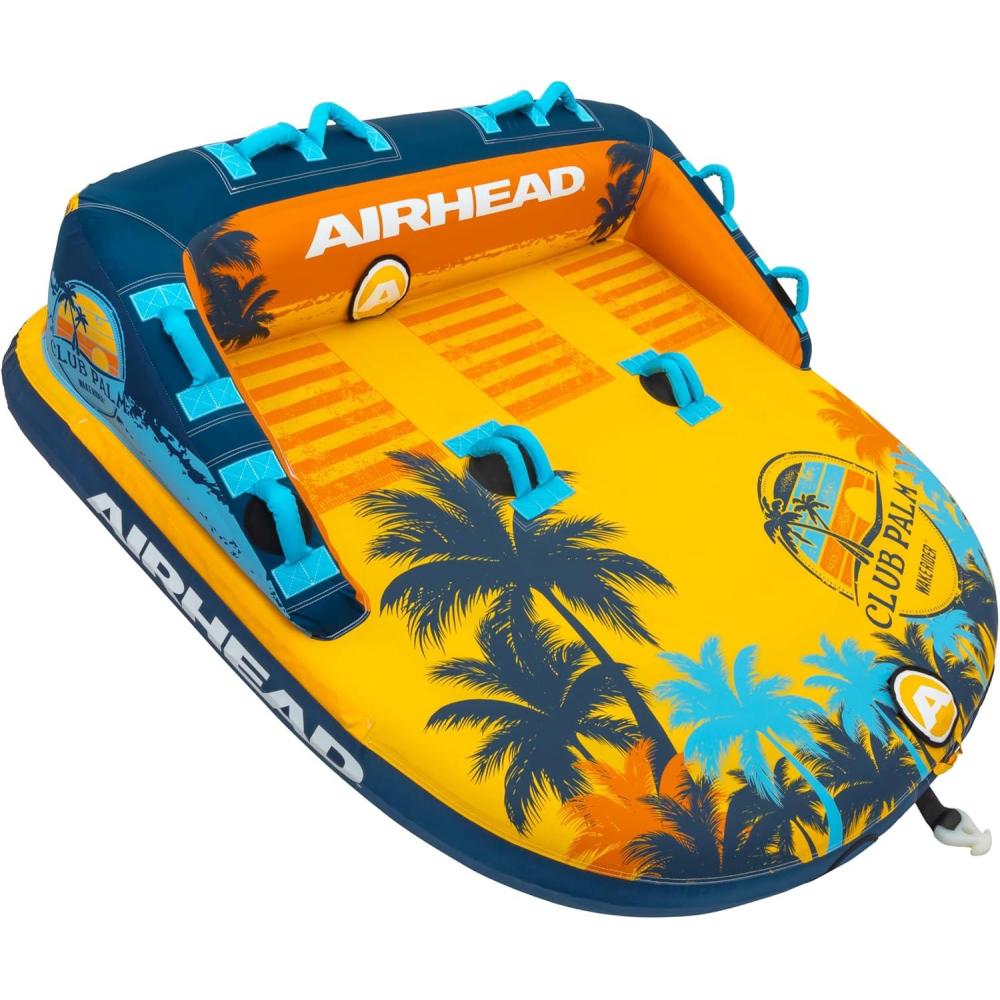 image:imageAirhead Mable Inflatable Towable Tube 14 Rider Models Dual Tow Points Full Nylon Cover EVA Foam Pads Patented Speed Valve Boat Tubes and Towables3 Rider Club Palm