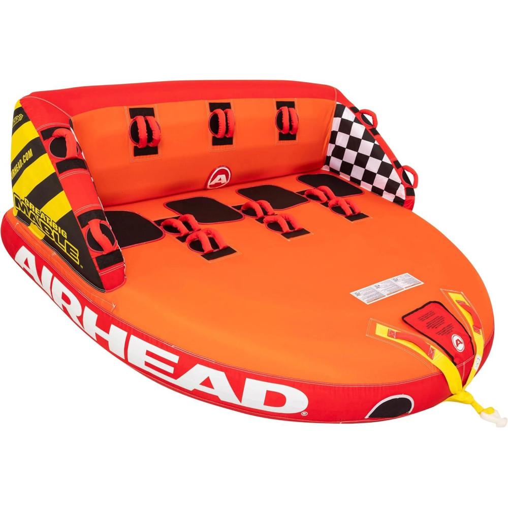 image:imageAirhead Mable Inflatable Towable Tube 14 Rider Models Dual Tow Points Full Nylon Cover EVA Foam Pads Patented Speed Valve Boat Tubes and Towables4 Rider Orange