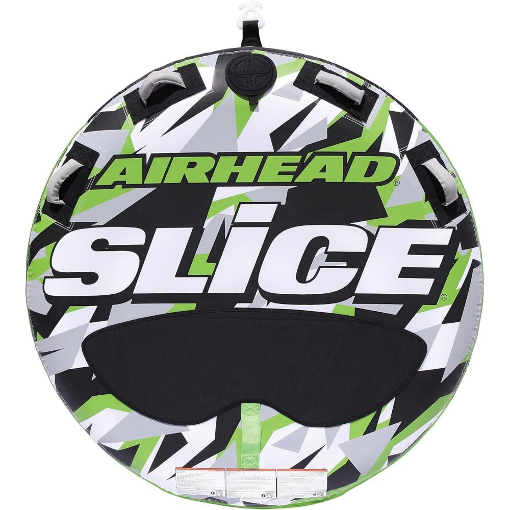image:imageAirhead Slice Towable 24 Rider Models Tube for Boating and Water Sports Heavy Duty Full Nylon Cover with Zipper EVA Foam Pads and Patented Speed Safety Valve for Easy Inflating amp DeflatingGreen 2 Rider