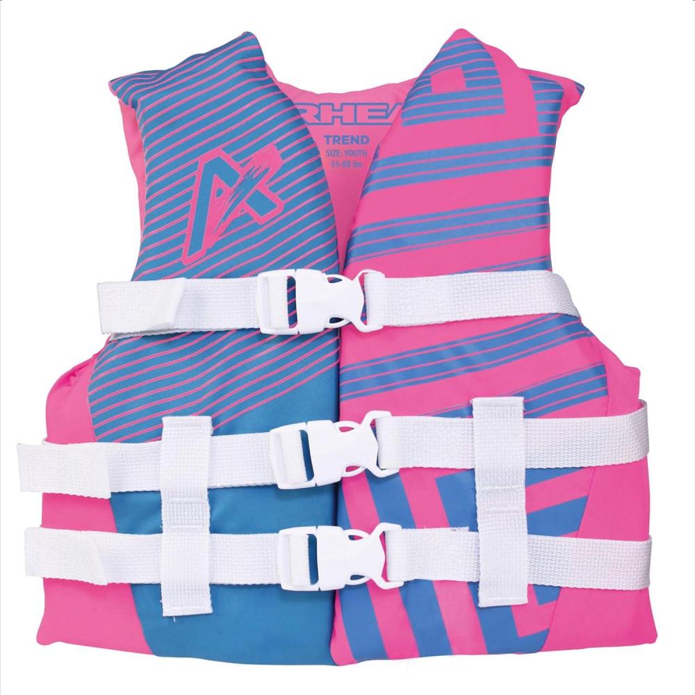 image:imageAirhead Trend Life Jacket Coast Guard Approved Mens Womens and Youth SizesHot Pink and Sky Blue