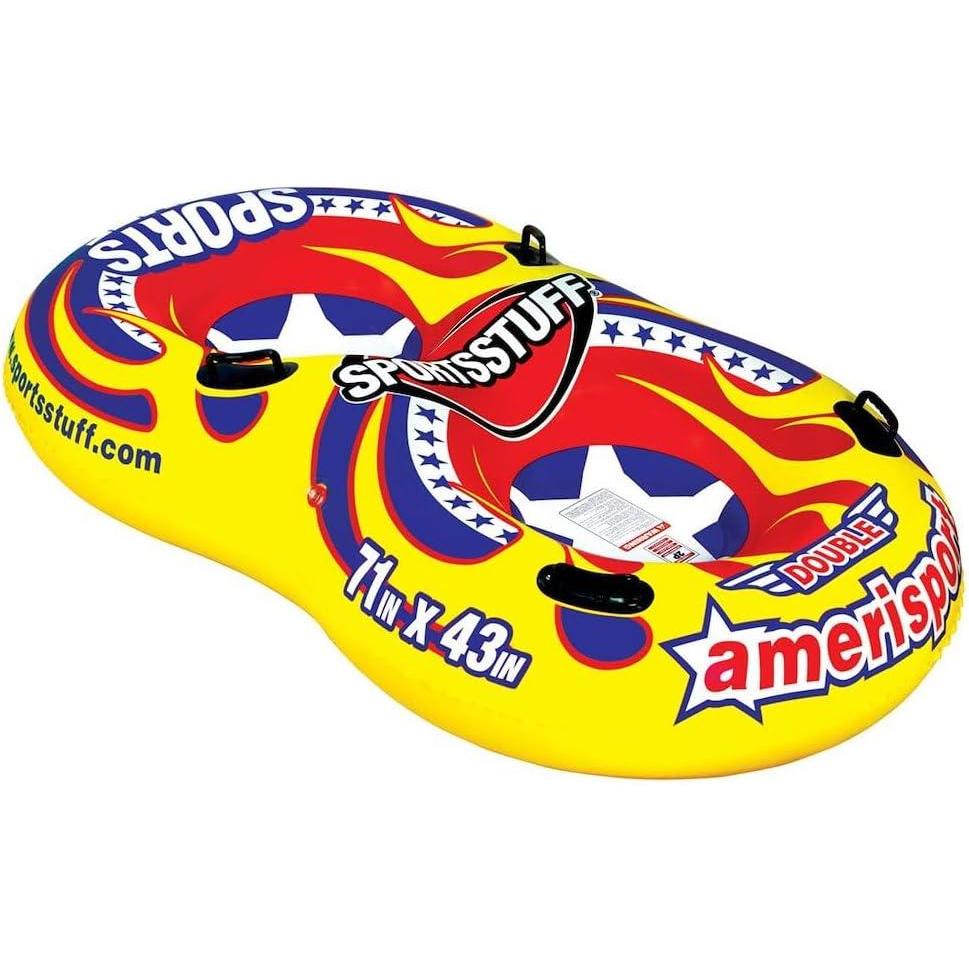 image:imageSPORTSSTUFF Snow Tube Sled Heavy Duty Snow Tubes Inflatable 12 Person Snow Tube OptionsDouble Amerisport