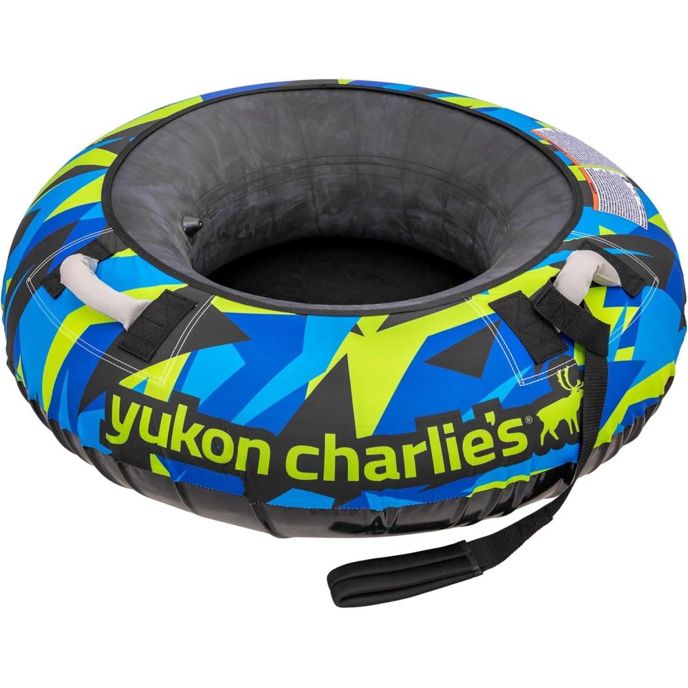 image:imageYukon Charlies Inflatable Snow Tube 46 HeavyDuty Snow Sled with Polyester Cover Slick PVC Bottom and Foam Handles Perfect for Kids Ages 7Camo