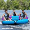 Airhead Booyah 2-3 Rider Towable Tube for Boating and Water Sports – Kwik-Connect Tow System, Full Nylon Cover, Bolster Fins, Patented Speed Valve(3-Rider)