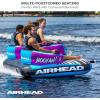 Airhead Booyah 2-3 Rider Towable Tube for Boating and Water Sports – Kwik-Connect Tow System, Full Nylon Cover, Bolster Fins, Patented Speed Valve(3-Rider)