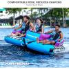 Airhead Booyah 2-3 Rider Towable Tube for Boating and Water Sports – Kwik-Connect Tow System, Full Nylon Cover, Bolster Fins, Patented Speed Valve(3-Rider)