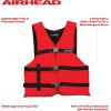 Airhead General All Purpose Life Jacket, US Coast Guard Approved Type III Life Vest, Perfect for Boating and Personal Watercraft Use(Red)