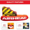 Airhead Mable Inflatable Towable Tube, 1-4 Rider Models, Dual Tow Points, Full Nylon Cover, EVA Foam Pads, Patented Speed Valve, Boat Tubes and Towables(1 Rider Orange)