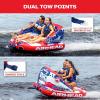 Airhead Mable Inflatable Towable Tube, 1-4 Rider Models, Dual Tow Points, Full Nylon Cover, EVA Foam Pads, Patented Speed Valve, Boat Tubes and Towables(2 Rider Stars & Stripes)