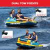 Airhead Mable Inflatable Towable Tube, 1-4 Rider Models, Dual Tow Points, Full Nylon Cover, EVA Foam Pads, Patented Speed Valve, Boat Tubes and Towables(2 Rider Club Palm)