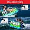 Airhead Mable Inflatable Towable Tube, 1-4 Rider Models, Dual Tow Points, Full Nylon Cover, EVA Foam Pads, Patented Speed Valve, Boat Tubes and Towables(3 Rider Green)