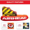 Airhead Mable Inflatable Towable Tube, 1-4 Rider Models, Dual Tow Points, Full Nylon Cover, EVA Foam Pads, Patented Speed Valve, Boat Tubes and Towables(3 Rider Orange)