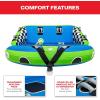 Airhead Mable Inflatable Towable Tube, 1-4 Rider Models, Dual Tow Points, Full Nylon Cover, EVA Foam Pads, Patented Speed Valve, Boat Tubes and Towables(3 Rider Blue)