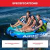 Airhead Mable Inflatable Towable Tube, 1-4 Rider Models, Dual Tow Points, Full Nylon Cover, EVA Foam Pads, Patented Speed Valve, Boat Tubes and Towables(3 Rider Teal)
