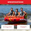 Airhead Mable Inflatable Towable Tube, 1-4 Rider Models, Dual Tow Points, Full Nylon Cover, EVA Foam Pads, Patented Speed Valve, Boat Tubes and Towables(3 Rider Orange)