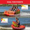 Airhead Mable Inflatable Towable Tube, 1-4 Rider Models, Dual Tow Points, Full Nylon Cover, EVA Foam Pads, Patented Speed Valve, Boat Tubes and Towables(3 Rider Orange)