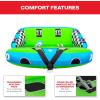 Airhead Mable Inflatable Towable Tube, 1-4 Rider Models, Dual Tow Points, Full Nylon Cover, EVA Foam Pads, Patented Speed Valve, Boat Tubes and Towables(3 Rider Green)