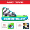 Airhead Mable Inflatable Towable Tube, 1-4 Rider Models, Dual Tow Points, Full Nylon Cover, EVA Foam Pads, Patented Speed Valve, Boat Tubes and Towables(3 Rider Green)
