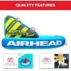 Airhead Mable Inflatable Towable Tube, 1-4 Rider Models, Dual Tow Points, Full Nylon Cover, EVA Foam Pads, Patented Speed Valve, Boat Tubes and Towables(3 Rider Teal)