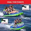 Airhead Mable Inflatable Towable Tube, 1-4 Rider Models, Dual Tow Points, Full Nylon Cover, EVA Foam Pads, Patented Speed Valve, Boat Tubes and Towables(3 Rider Blue)